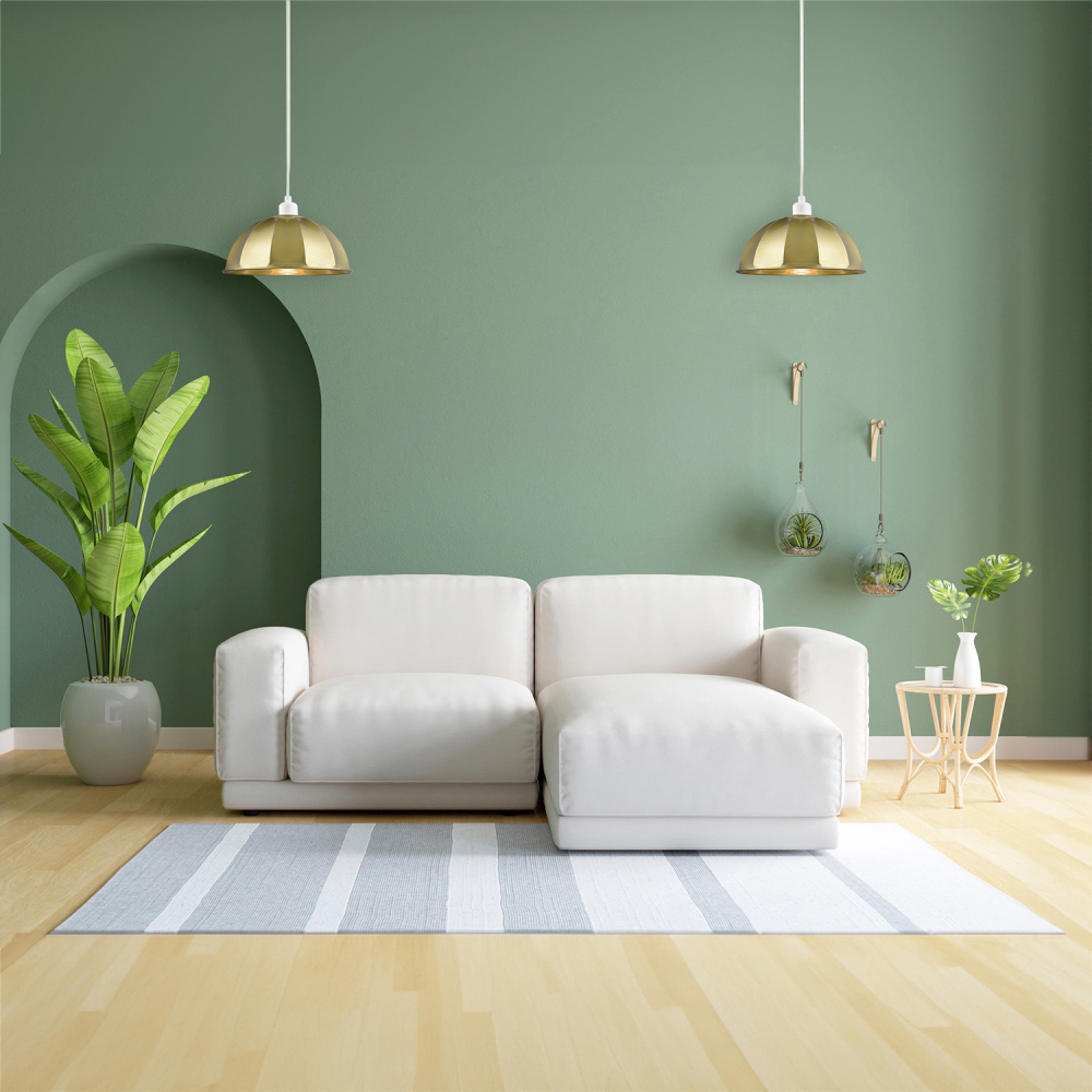 Happy Homewares Satin Gold Domed Shape and Outer Trim Lip Pendant Shade Image 2