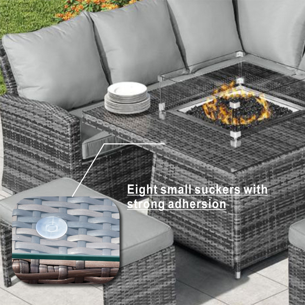 Direct Wicker Grey Tempered Glass Top Gas Fire Pit Table Image 2