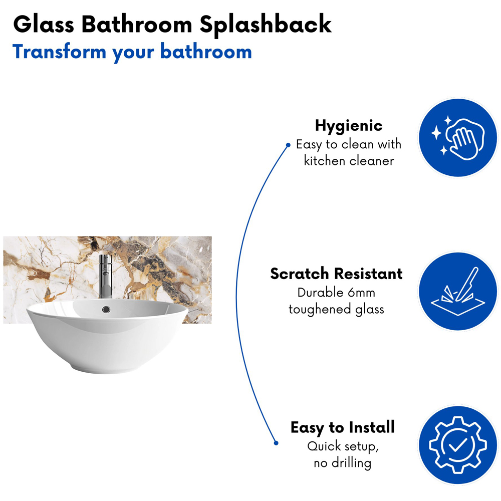 Warren Reed Designer Sleek Pale Marble Effect Bathroom Splashback 25 x 60cm Image 4