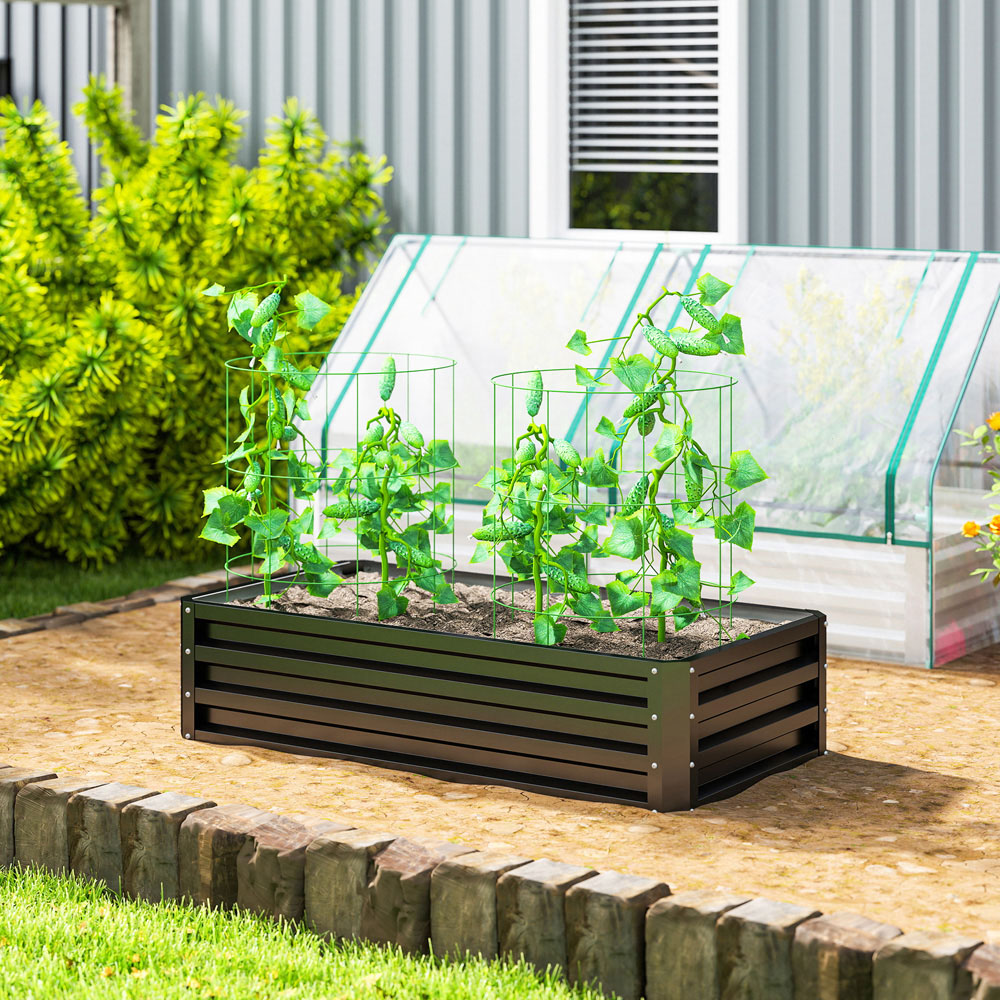 Outsunny Grey Galvanised Steel Raised Garden Bed Planter 30.5 x 60 x 120cm Image 2