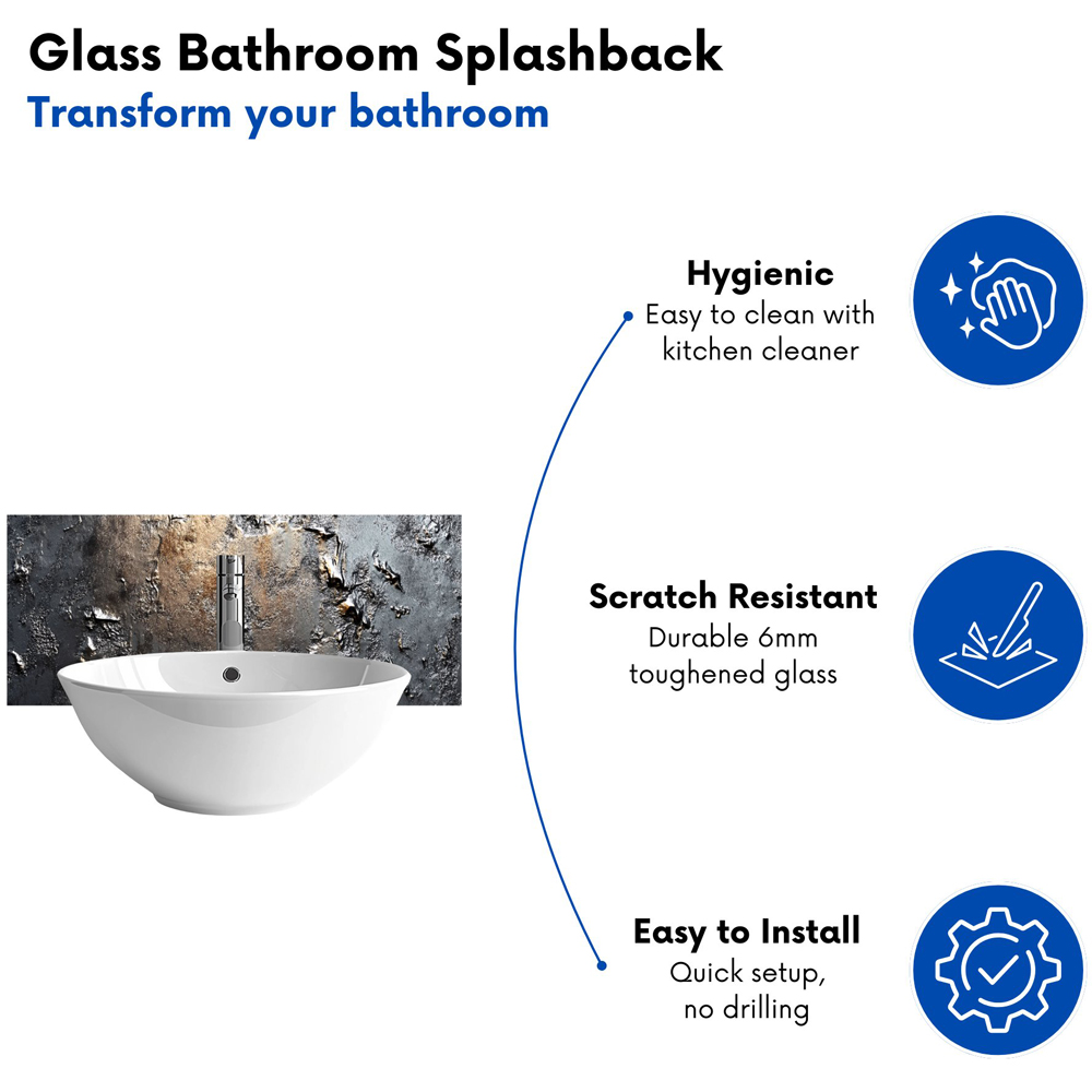 Warren Reed Designer Grey Gold Textures Glass Bathroom Splashback 25 x 60cm Image 4