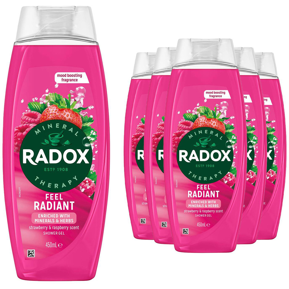 Radox Mineral Therapy Feel Radiant Strawberry and Raspberry Revitalising Shower Gel 450ml 6 Pack Image 1