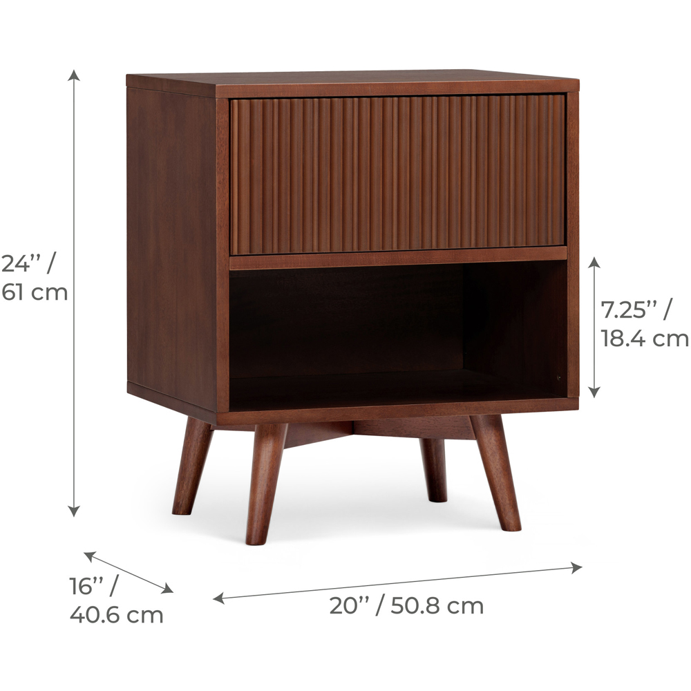 Teamson Home Tremolo Single Drawer Single Shelf Walnut Nightstand Image 9