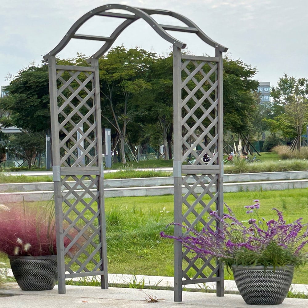 Gr8 Garden Grey Arch Trellis Wooden Pergola Image 1