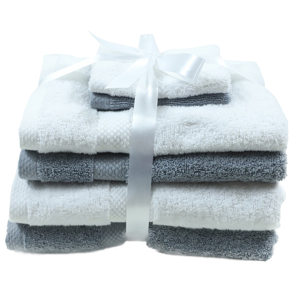 Pack of 6 Towel Bale - Silver and White Image