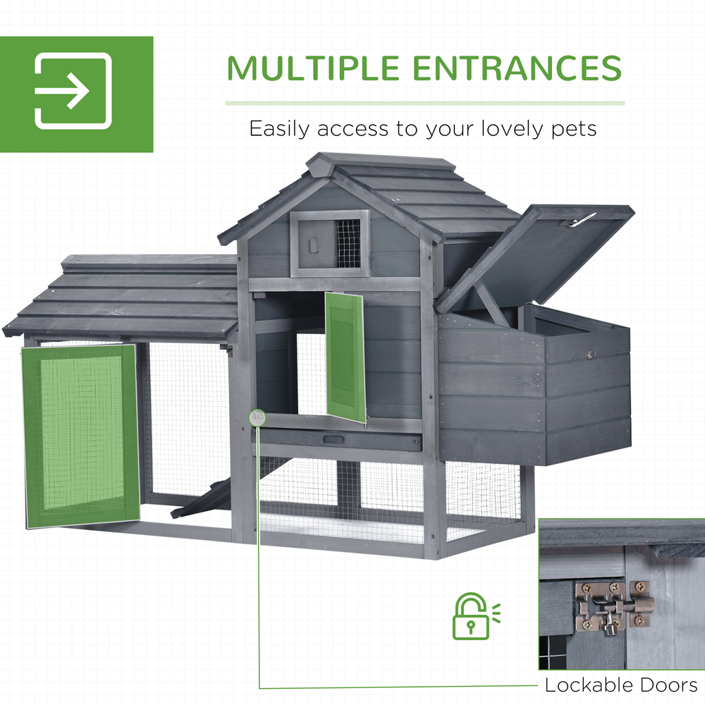 PawHut Grey Wooden Chicken Coop Image 4
