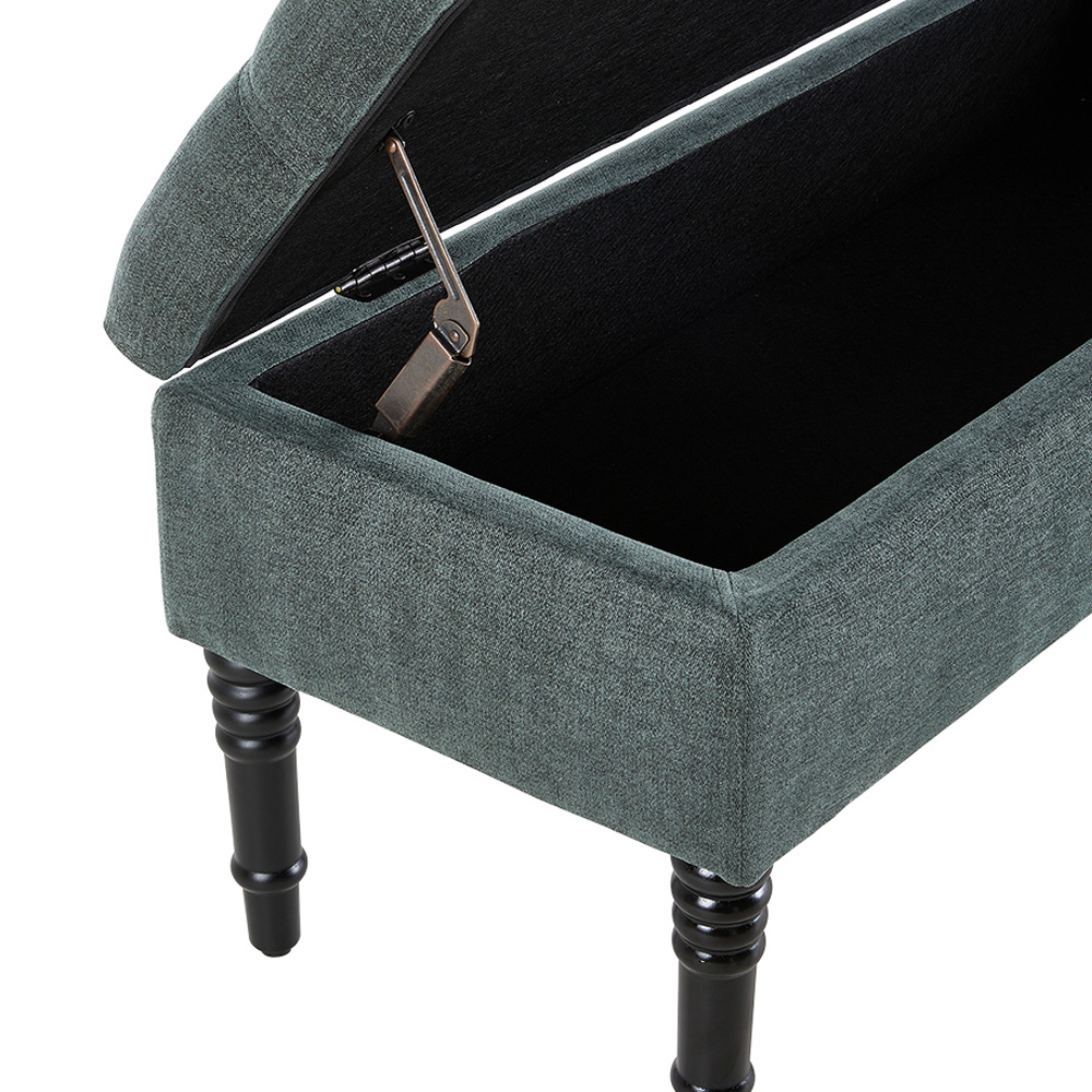 Living and Home 2 Seater Green Vintage Linen Ottoman Bench Image 7