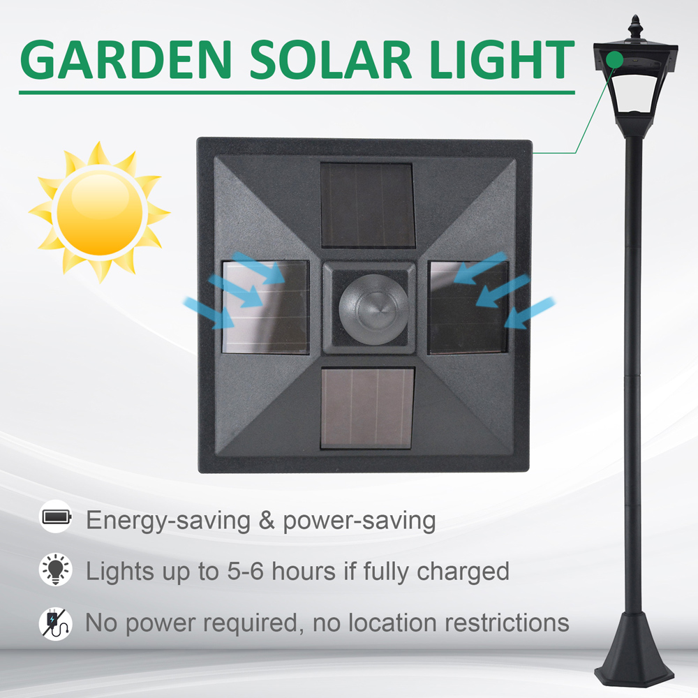 Outsunny Black LED Solar Lamp Post Image 6