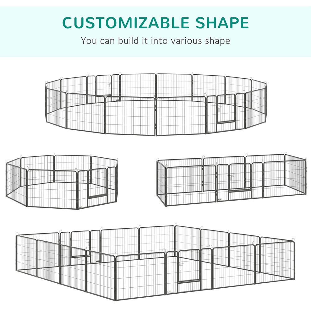 PawHut 16 Panel Dog Playpen with 2 Doors Image 5