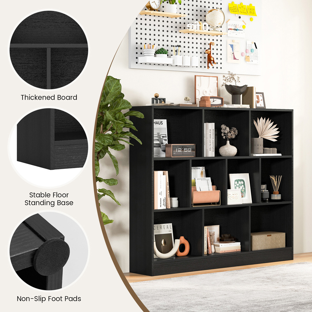 Costway 10 Cube Black Bookshelf Image 7