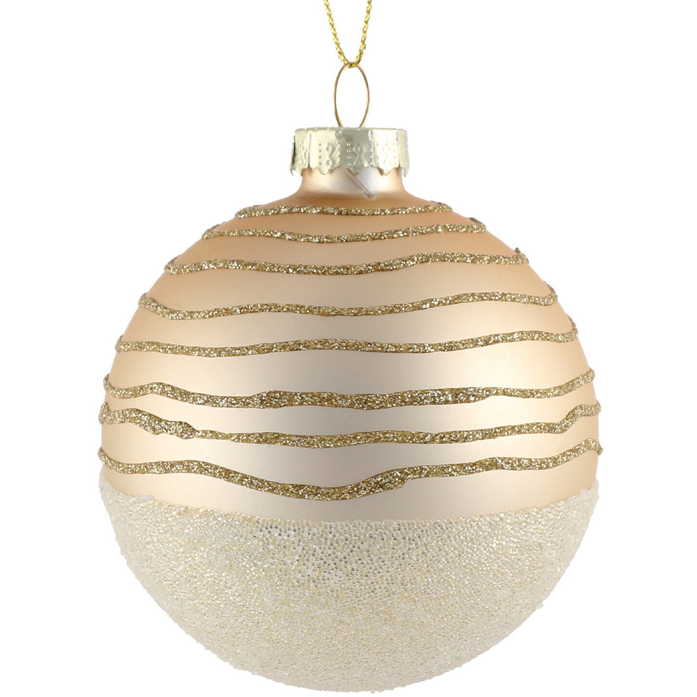 Champagne & Gold Striped Bauble - Gold Image 5