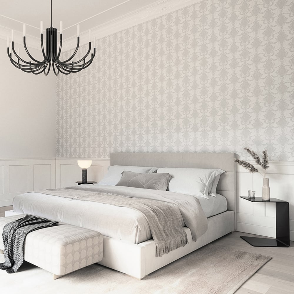 Erismann Timeless Damask Textured Grey Vinyl Wallpaper Image 3
