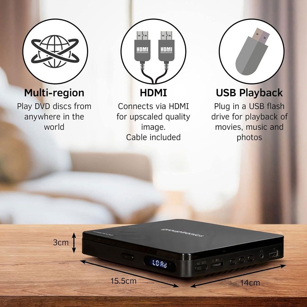 Grouptronics GT-MICRO-DVD Small Mini Multi Region HDMI TV DVD Player with Remote Black Image 6