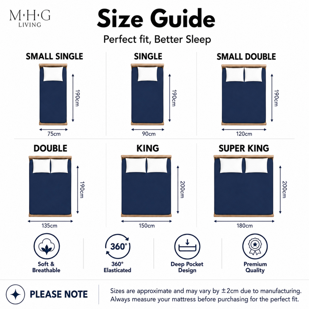 MHG Living Small Double Navy 30cm Deep Pocket Fitted Sheet Image 9