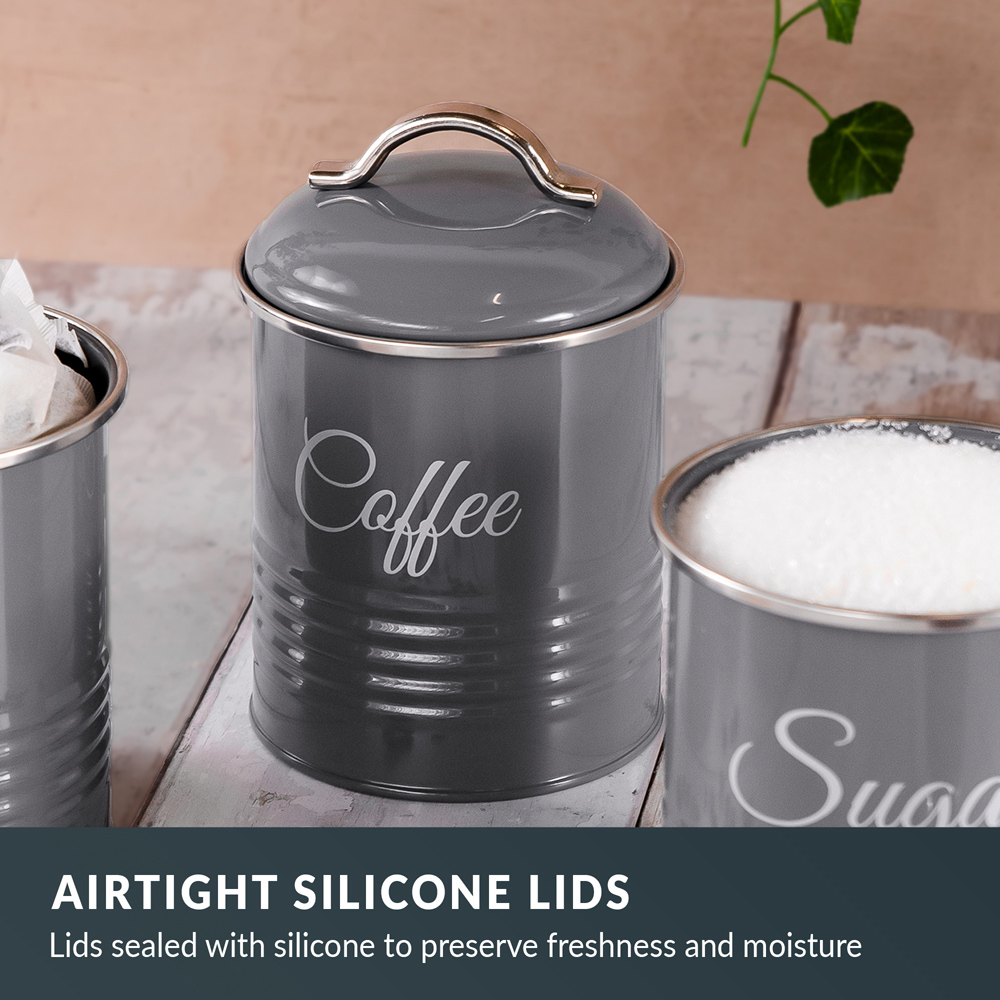 Innoteck Essentials 3 Piece High Gloss Grey Kitchen Canister Set  Image 3