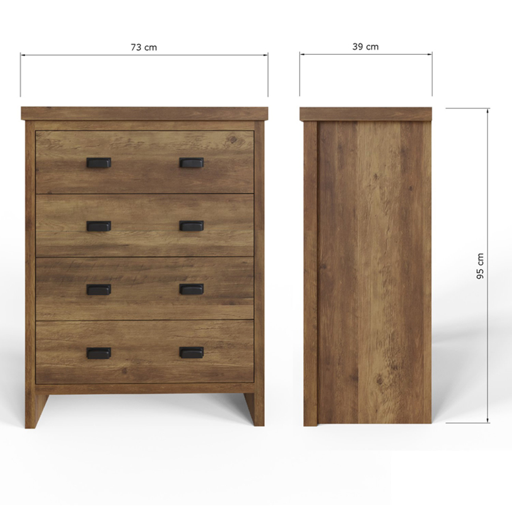 GFW Boston 4 Drawer Knotty Oak Chest of Drawers Image 9