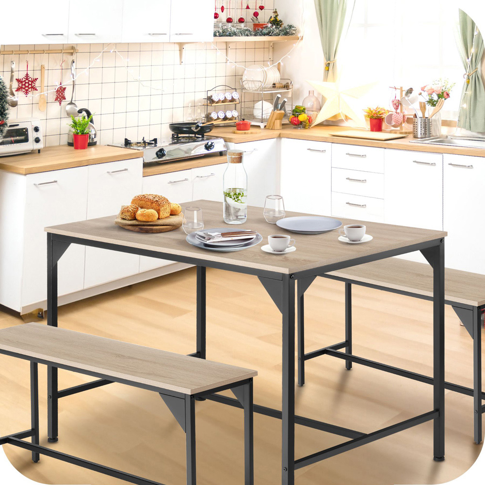 tectake Bolton 2 Seater Oak Sonoma Dining Table Set with Bench Image 5