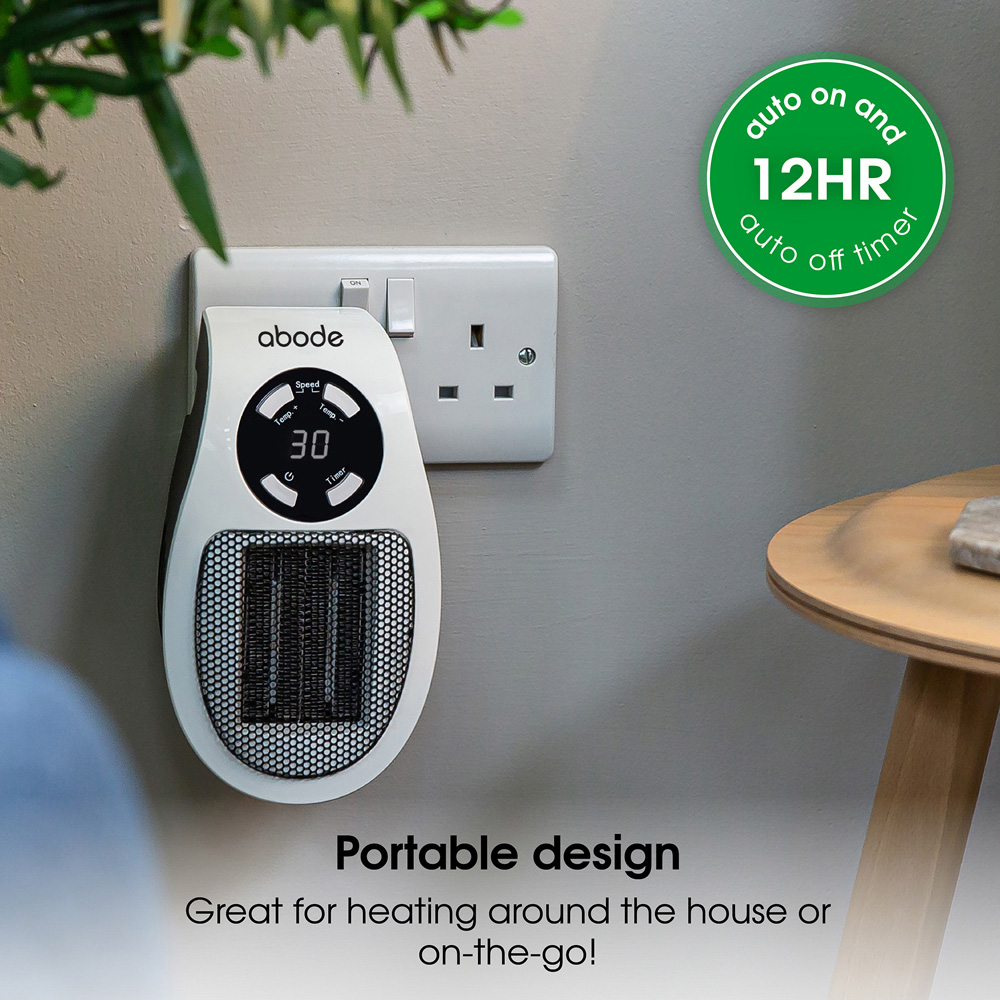 Abode APH1001 White Ceramic Plug-in Heater 500W Image 5