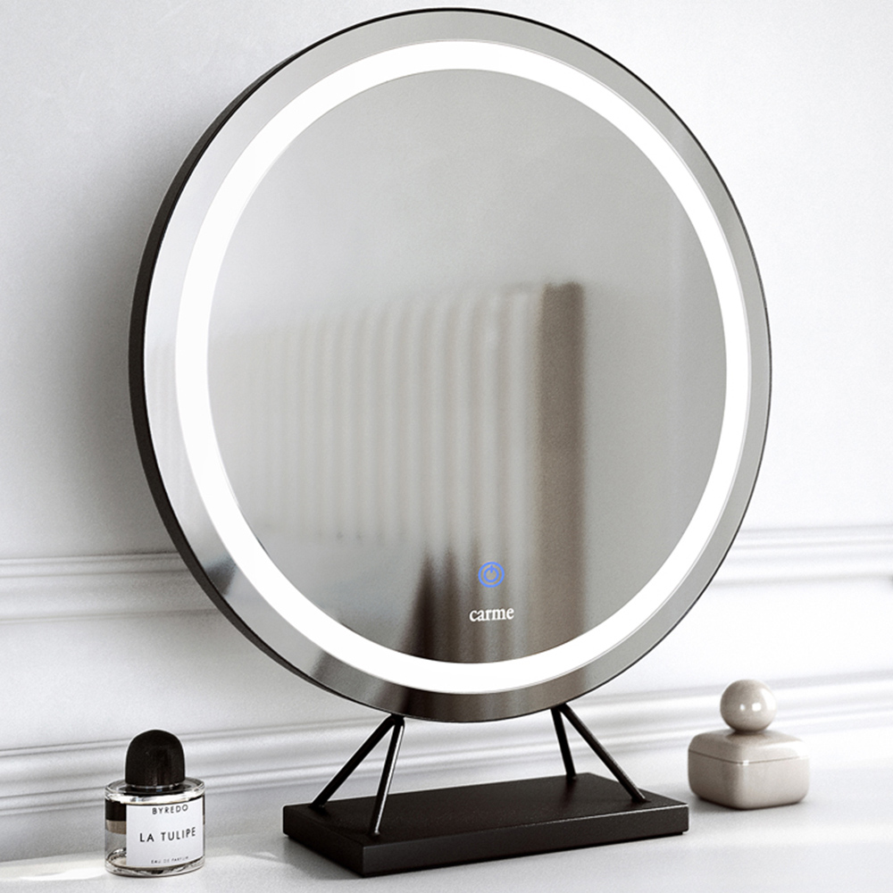 CARME Home Lillia Black Frameless Touch Sensor LED Light Mirror 50cm Image 2