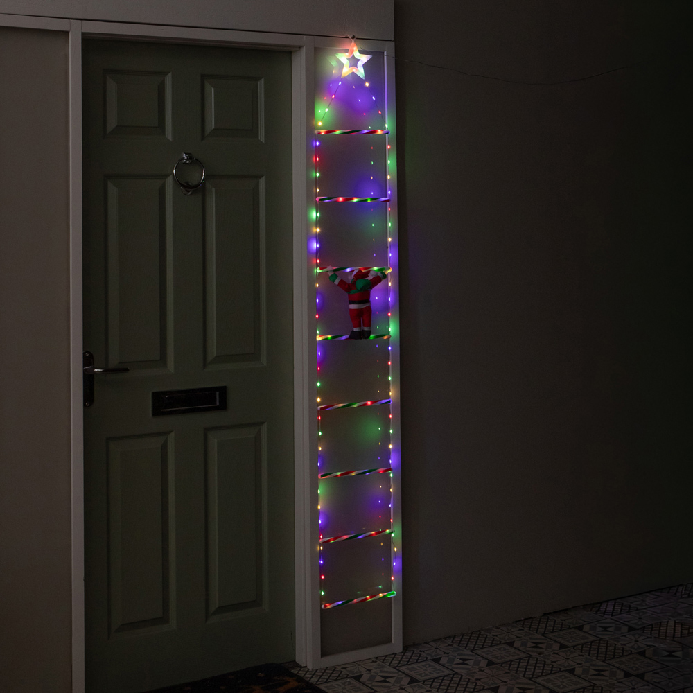 Samuel Alexander 124 Multicolour LED Light-Up Santa Climbing Ladder Christmas Decoration 1.92m Image 9