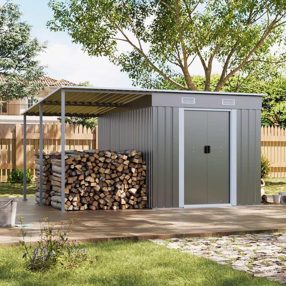 Living and Home 6 x 9ft Grey Extended Outdoor Storage Shed Image 8