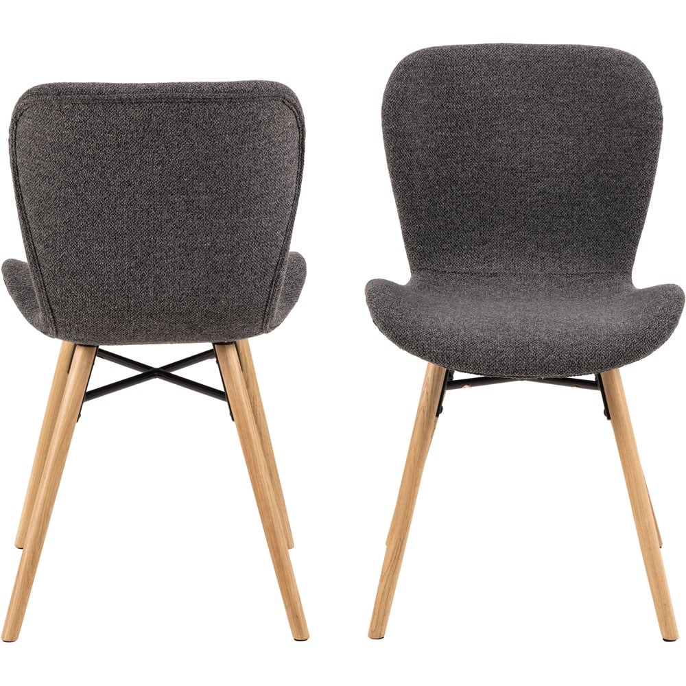 Florence Batilda Set of 2 Grey and Oak Dining Chair Image 2