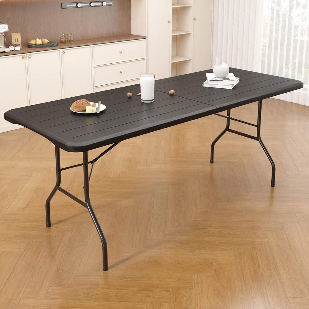 Brooklyn 6ft Dark Wood Heavy Duty Foldable Garden Camping Table Image 2
