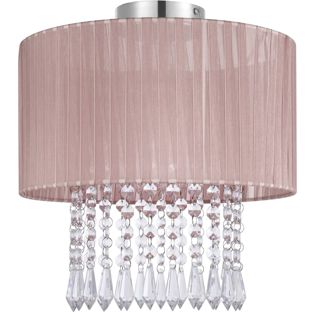 Cosylyte Winni Modern Beaded Voile Pink Shade Chrome Ceiling Light Image 5