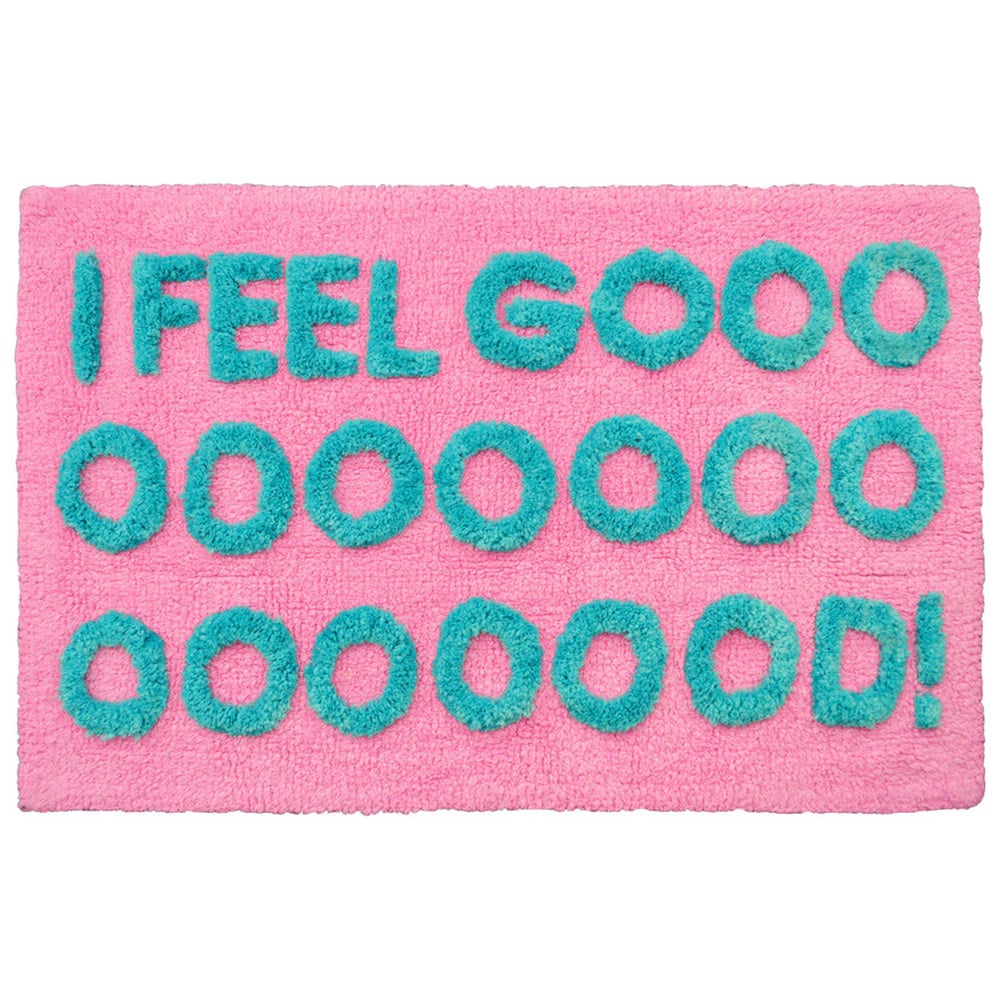 Mooky Mats I Feel Good Slogan Non Slip Bath Mat 50 x 80cm Image 1