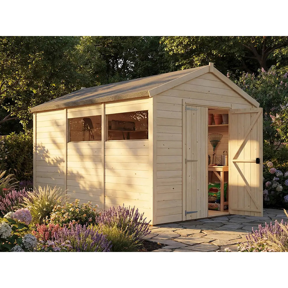 Dunster House Overlord 8 x 12ft Modular Brown Apex Garden Shed Image 2