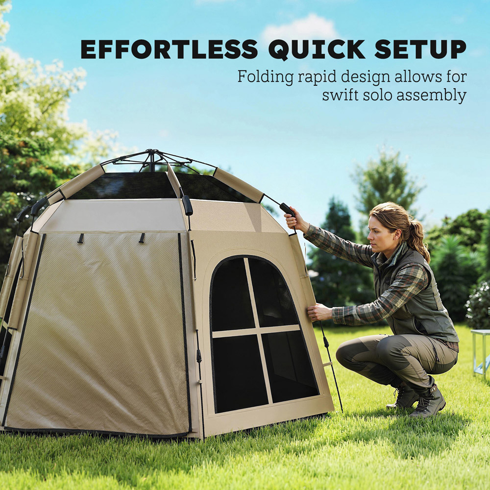 Outsunny 3-4 person Waterproof Pop-Up Camping Tent Khaki Image 5