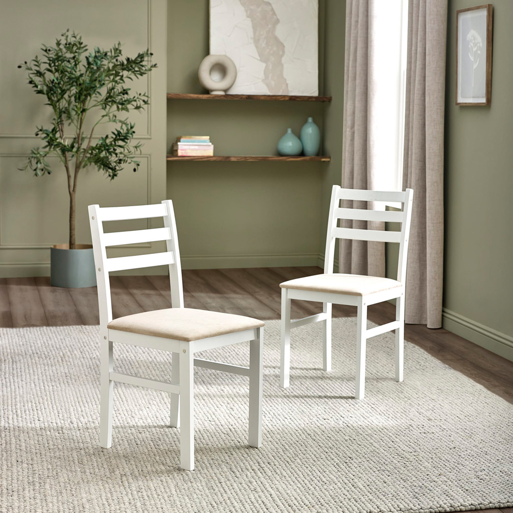 Julian Bowen Keats 4 Seater White and Beige Rectangular Dining Set Image 6