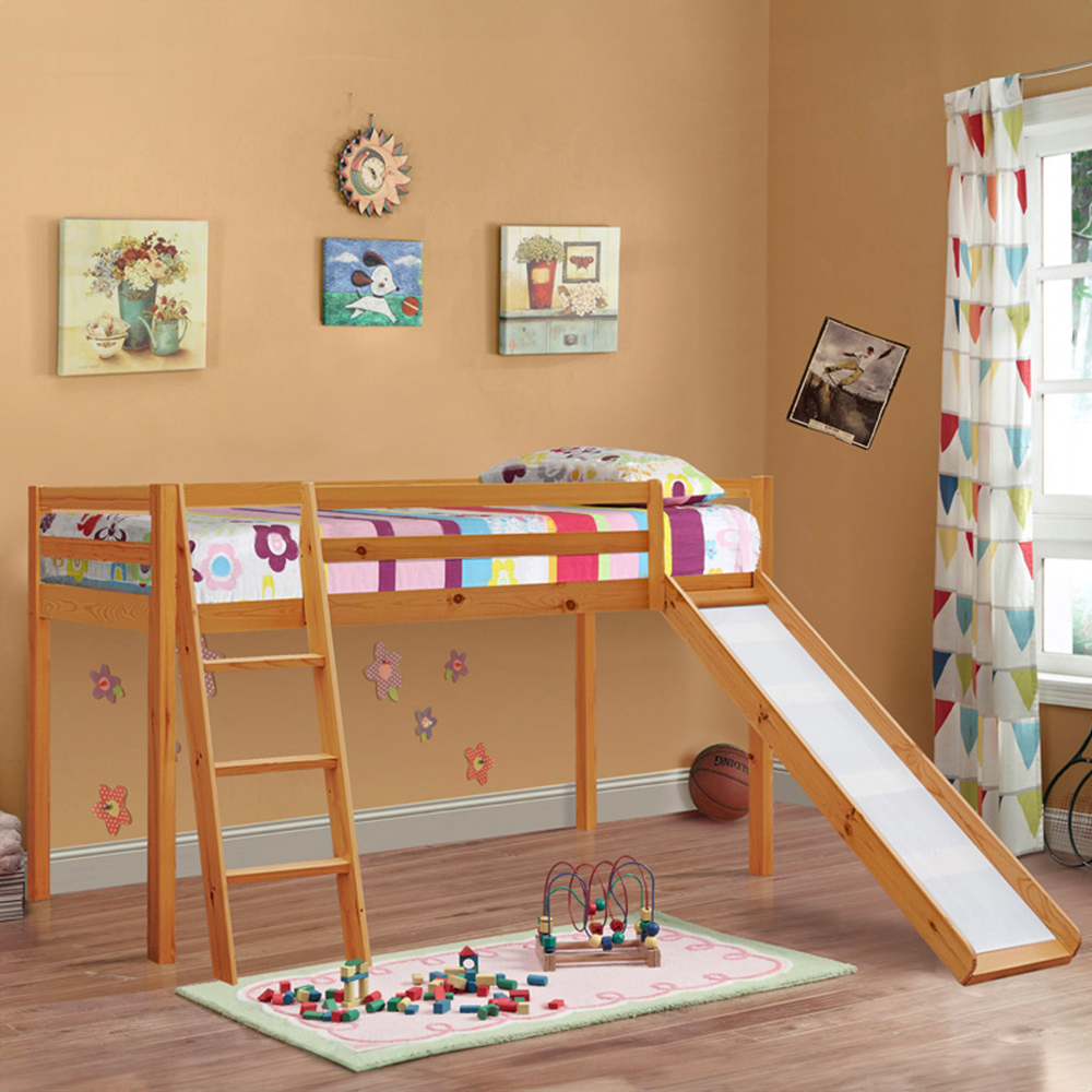 Brooklyn Single Caramel Mid Sleeper Bed with Slide Image 1