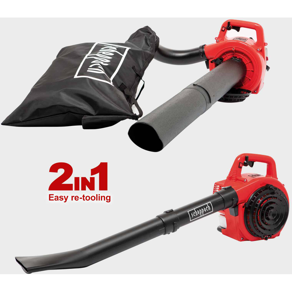 Scheppach LBH2600P 2-in-1 Petrol Leaf Blower and Vacuum with 50L Collection Bag 25.4cc Image 2