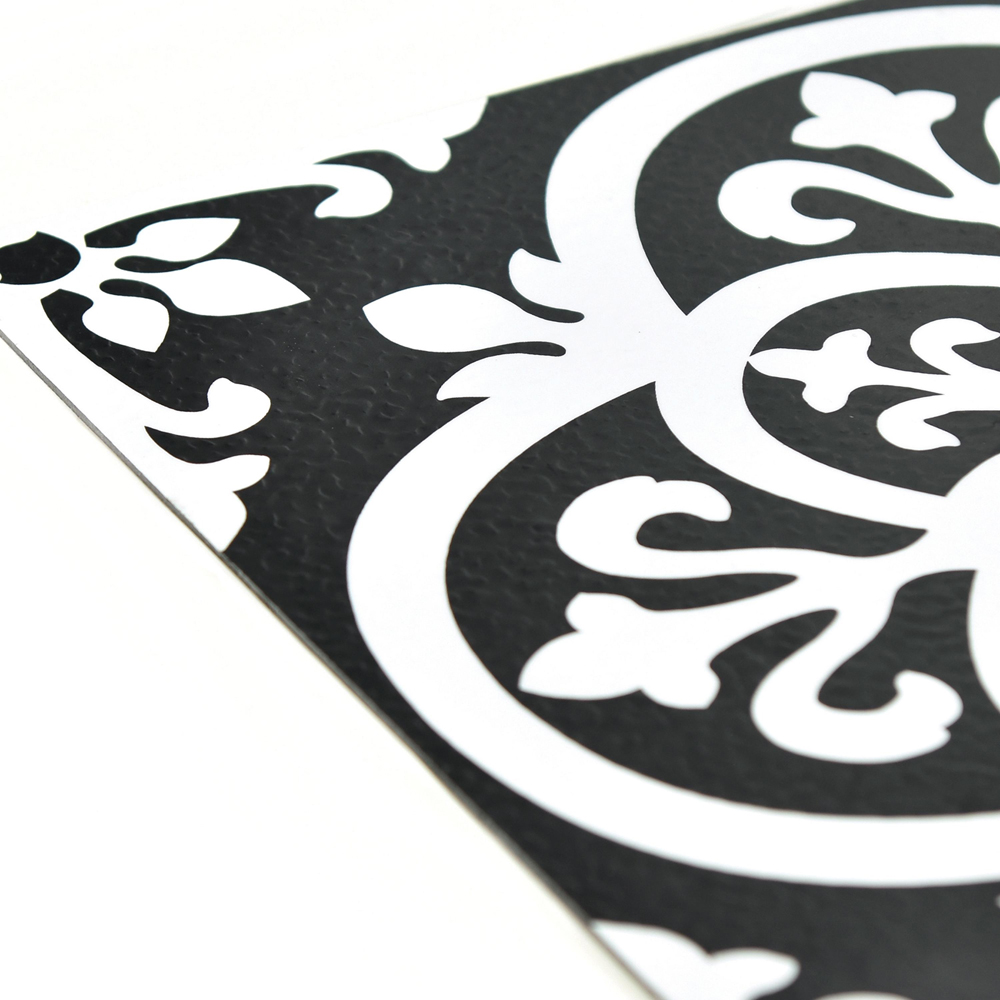 Floorpops Gothic Black and White Peel and Stick Floor Tile 30.48 x 30.48cm 10 Pack Image 4