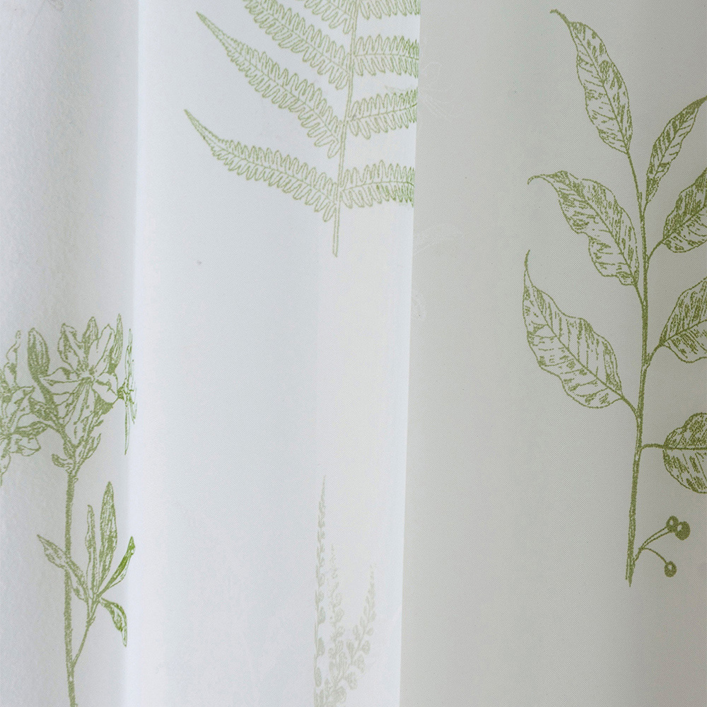 Tyrone Textiles Bracken Green Wild Leaf Print Rod Pocket Voile Panel Curtains 140 x 229cm Image 3