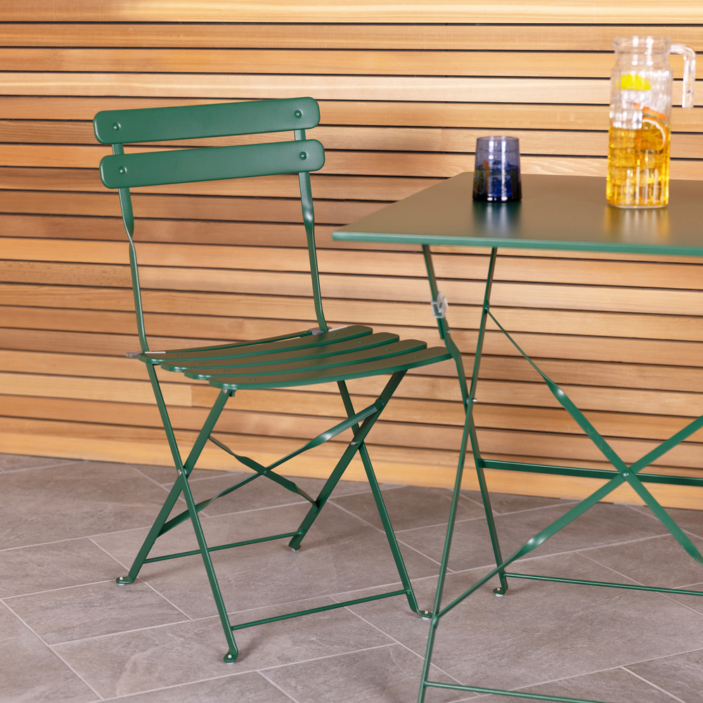 Charles Bentley 2 Seater Folding Metal Bistro Set Green Image 6