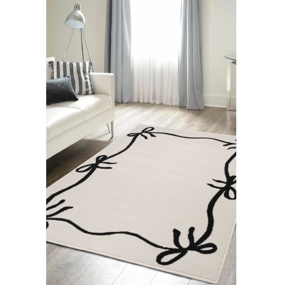 Homemaker Maestro Monochrome Bow Border Rug 160 x 230cm Image 5