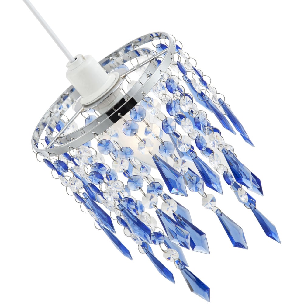 Happy Homewares Waterfall Design Clear and Blue Acrylic Drops and Beads Pendant Shade Image 4