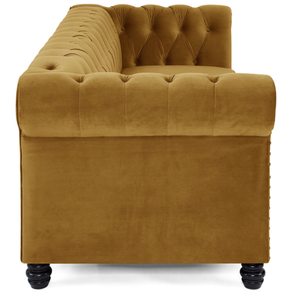 Home Detail Chesterfield 3 Seater Studded Gold Velvet Sofa Image 7