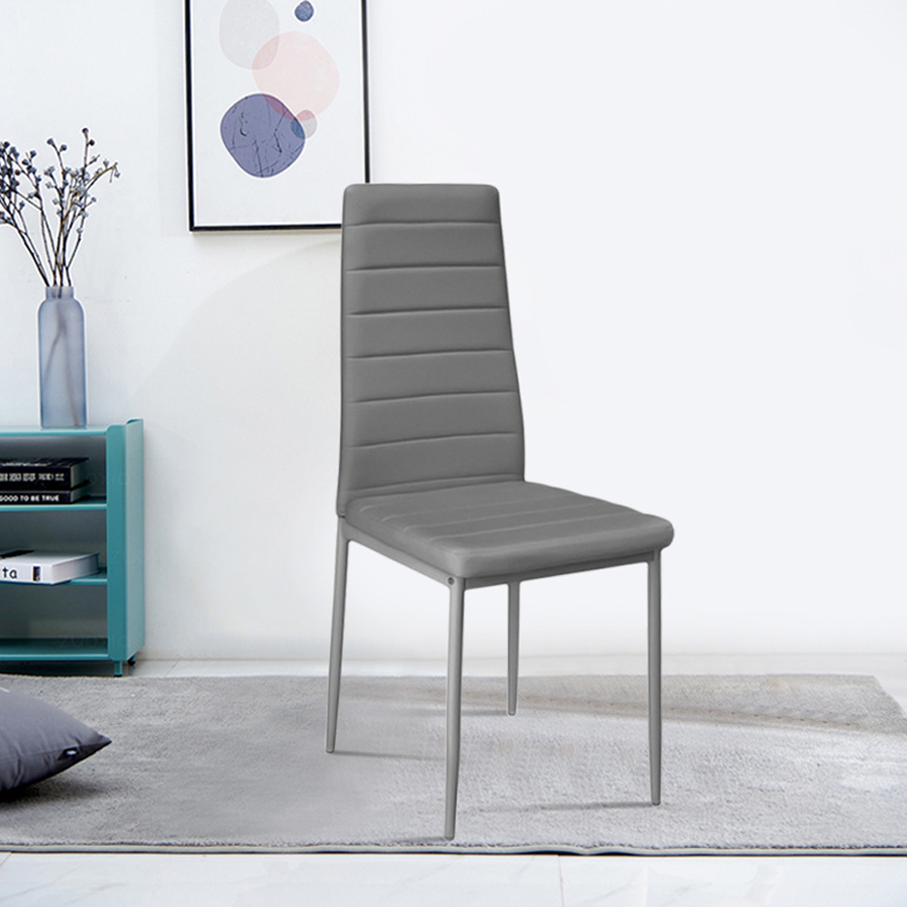 Living and Home Set of 4 Grey Faux Leather Dining Chair Image 6