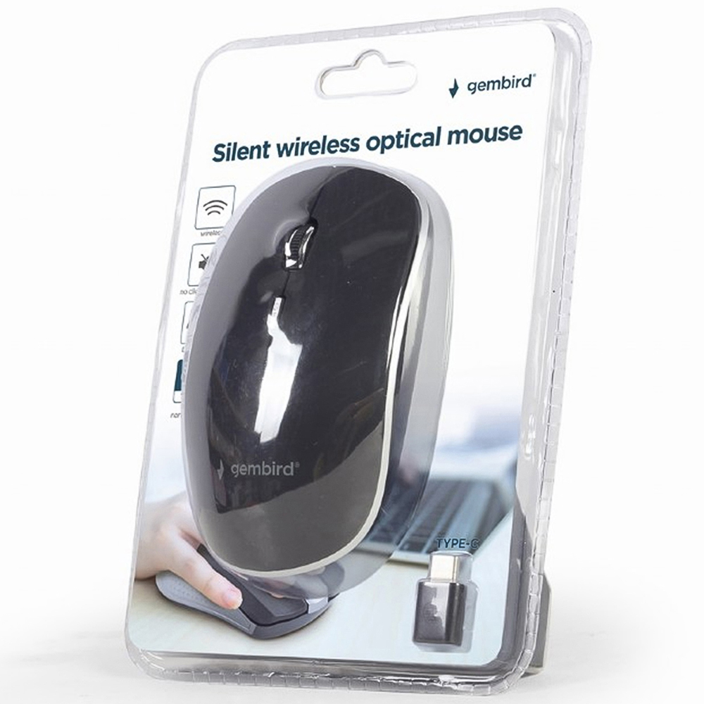 Gembird Black Type C Wireless Silent Optical PC Computer Mouse Image 2