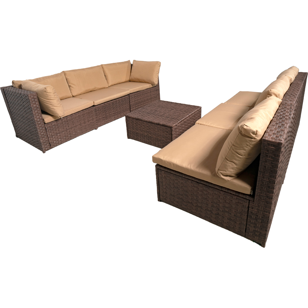 Furniture One 6 Seater Brown Rattan Modular Garden Furniture Set Image 3