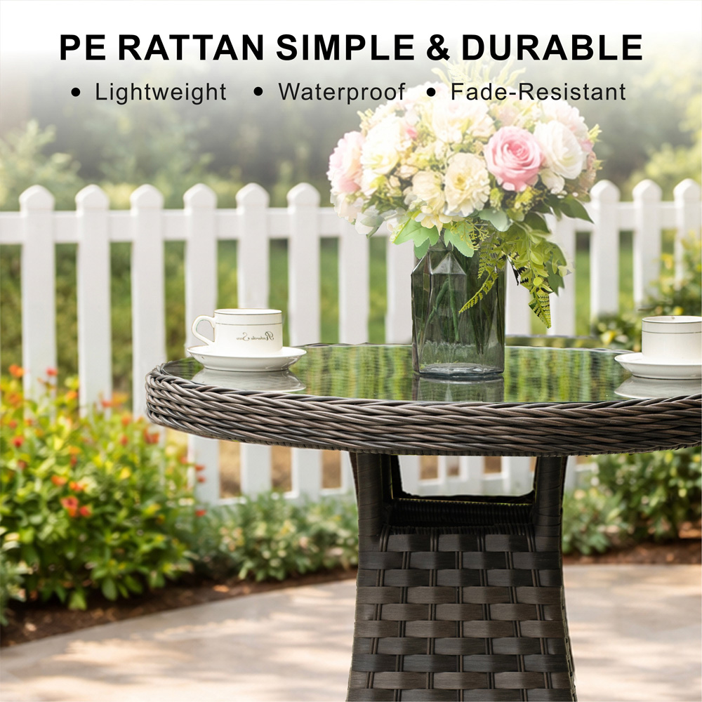 Direct Wicker 2 Seater Brown Garden Aluminium Rattan Bistro Set Image 6