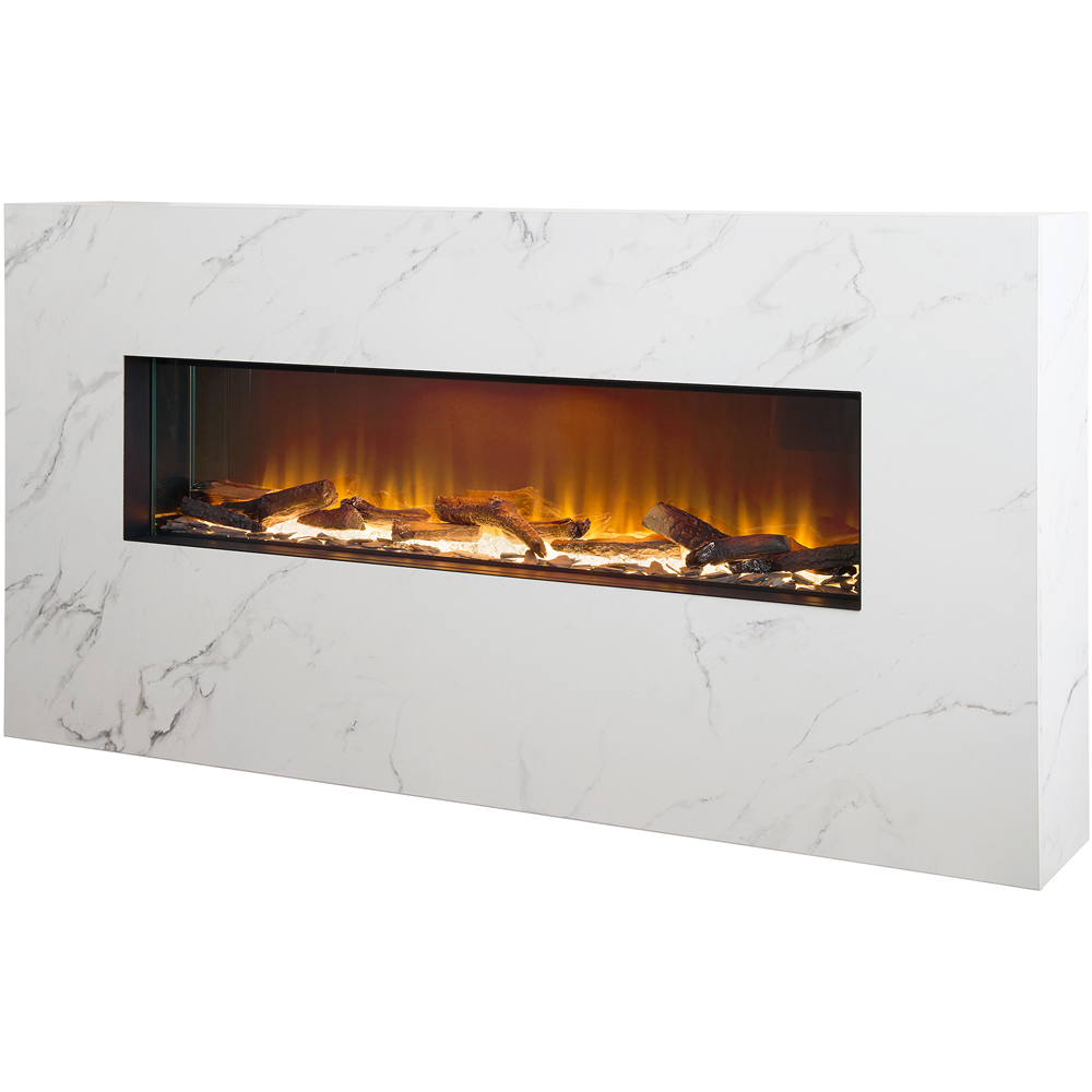 Acantha Bloc Pre-Built White Marble Effect Fully Inset Media Wall Suite and TV Board Image 3
