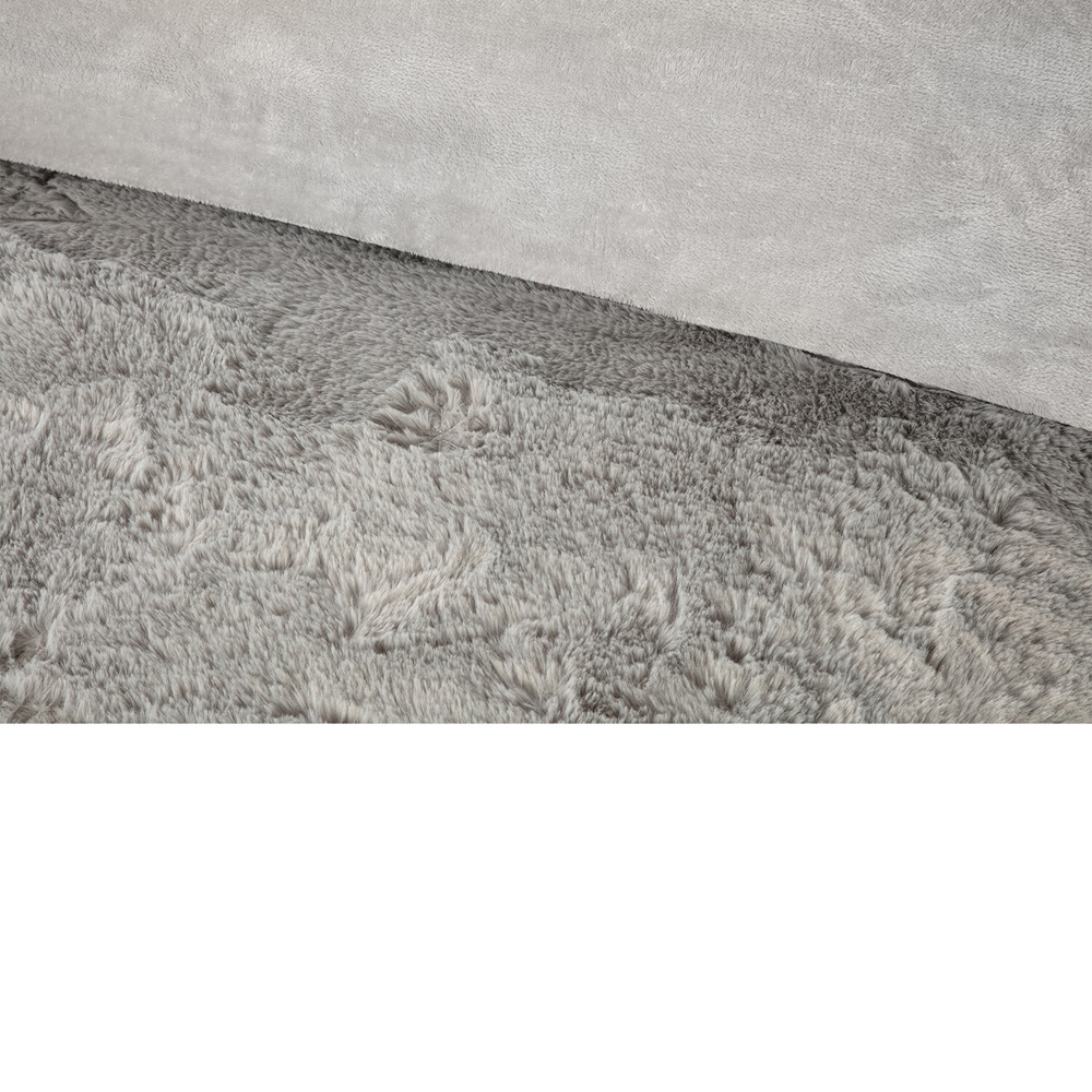 Star Embroidered Faux Fur Duvet Set Silver Single Image 4