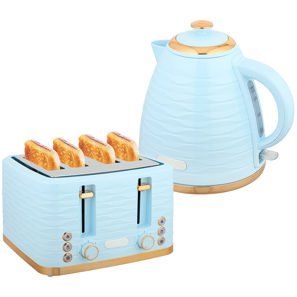 HOMCOM 800-162V72LB Light Blue 1.7L Kettle and 4 Slice Toaster Set Image 1