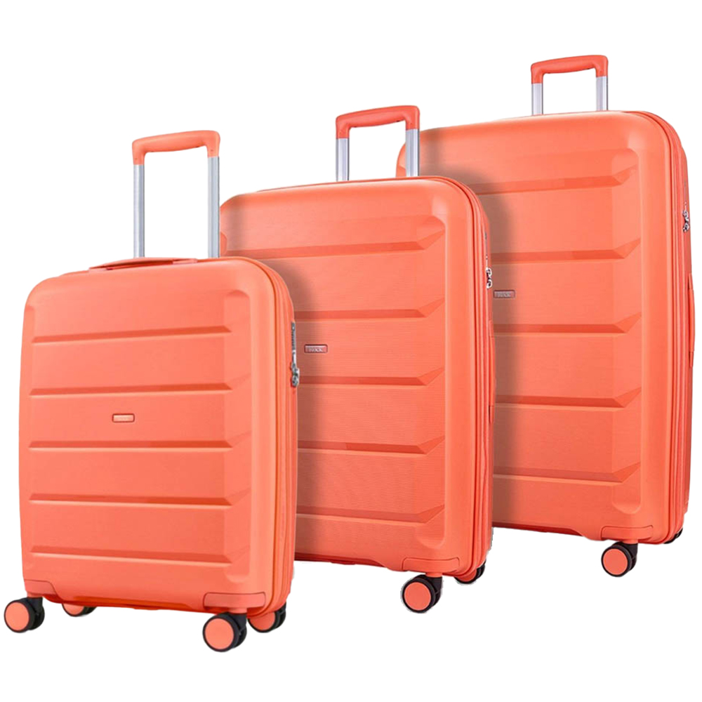 Rock Tulum Set of 3 Orange Hardshell Expandable Suitcases Image 1