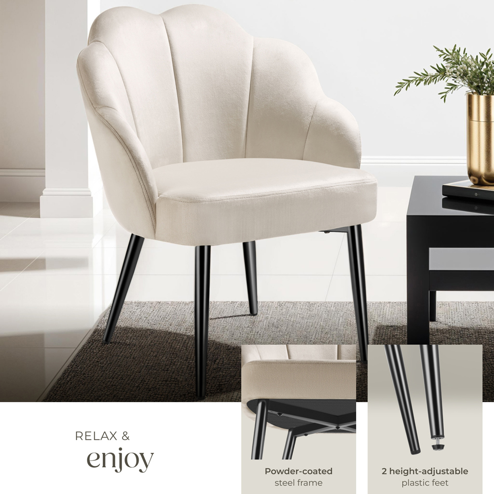 tectake Doe Set of 6 Black Woven Fabric Armchair Image 3