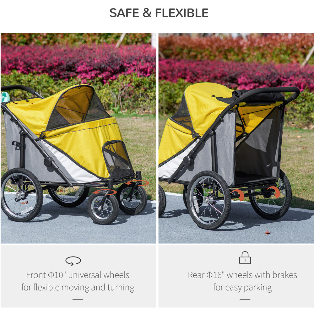 PawHut Yellow Foldable Pet Stroller with Cushion Image 6